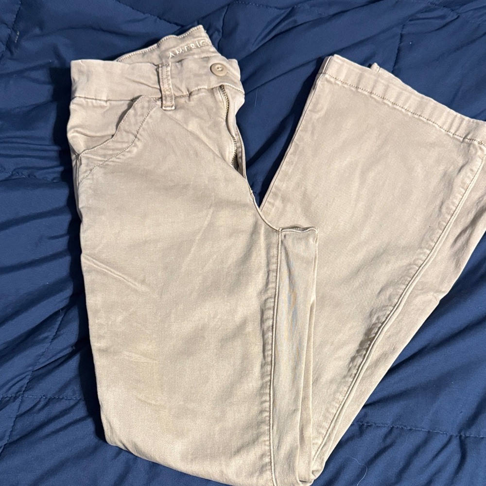 American Eagle Outfitters Cream Boot Cut Pants